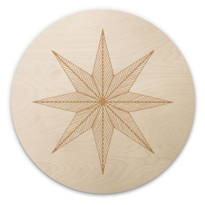 Holzbild Geometrischer Goldstern - Magnusson - Rund