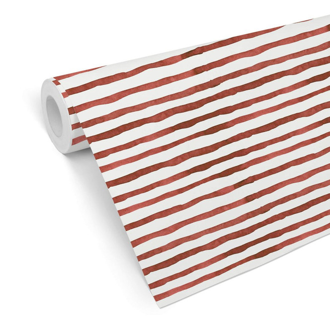 Mustertapete - Aquarell Streifen 01 - rot