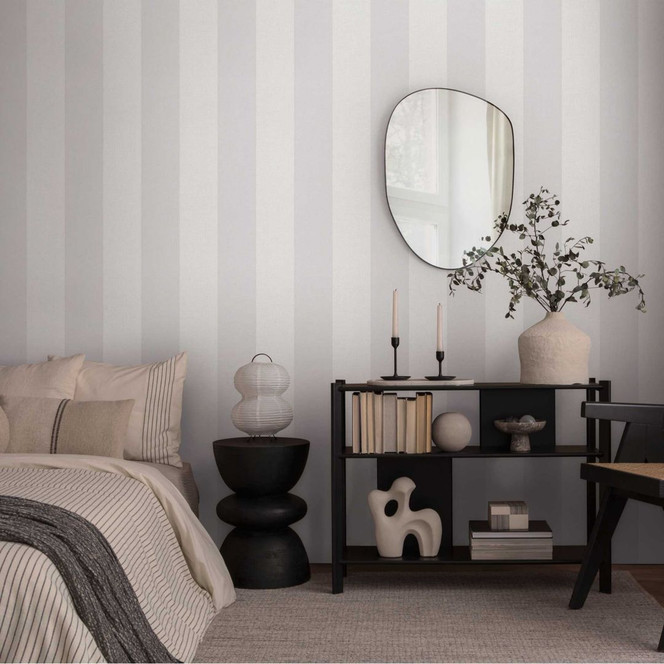 Streifentapete Silbergrau Weissgrau – Vliestapete mit Struktur edel & modern