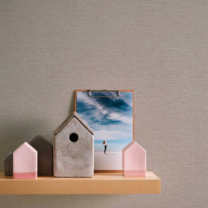 Unitapete mit horizontaler Gewebestruktur Beige
