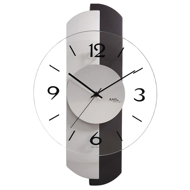 Wanduhr Holzgehäuse Anthrazit/Silber