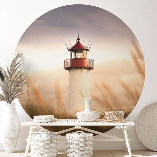 Fototapete Leuchtturm an der Küste von Sylt - Eisenmann - Rund - Selbstklebend/Vlies