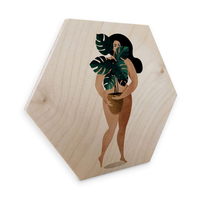 Hexagon - Holz Birke-Furnier Kubistika - Die nackte Frau