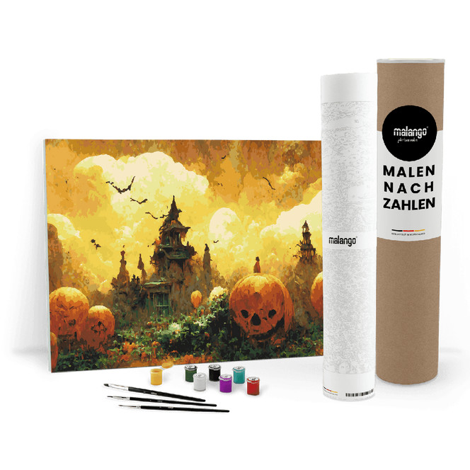 Malen nach Zahlen Leinwandbild - Halloween Stadt