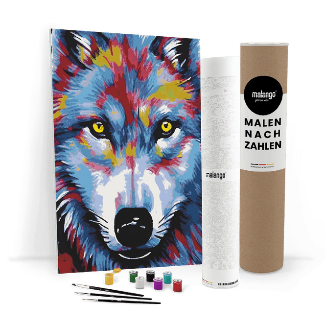 Malen nach Zahlen Leinwandbild - Wolf Woody