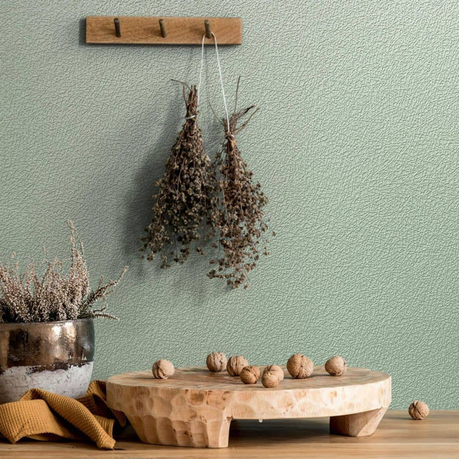 Vliestapete mit starker Struktur grün Uni