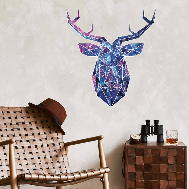 Wandtattoo Polygon Galaxie Hirschkopf