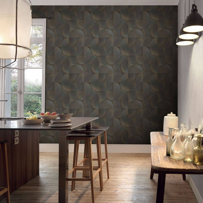 3D Tapete, Retromustertapete, Vliestapete Erismann Martinique schwarz