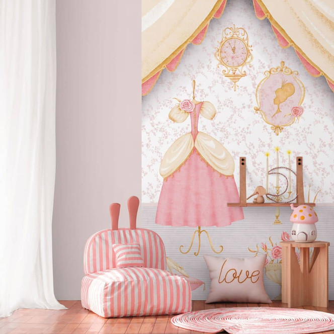 Fototapete Prinzessinnenzimmer Rosa Beige - Mädchenzimmer Tapete