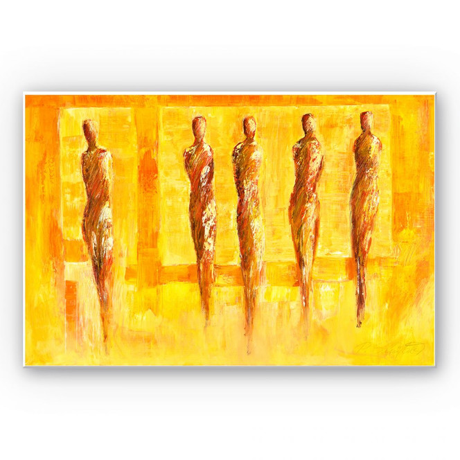 Hartschaumbild Schüssler - Fünf Figuren in Gelb