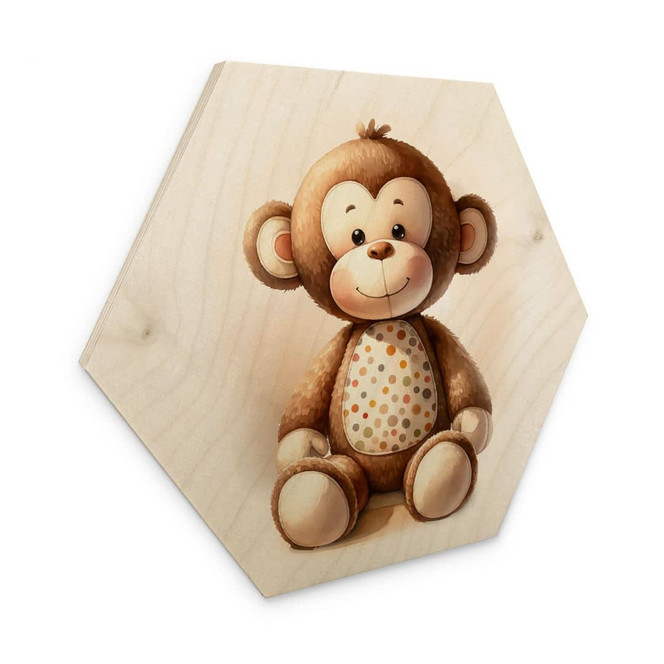 Hexagon Holzbild Kleiner Affe - Magnusson