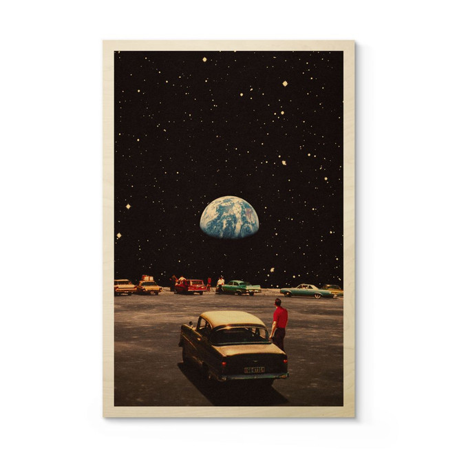 Holzbild Blick auf die Erde vom Weltall - Taudalpoi