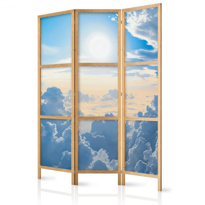 Japanischer Paravent, Raumteiler freistehend, Trennwand - Light Symphony: Sun and Clouds
