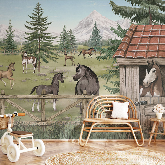 Kinderzimmer Fototapete Pferdegehege im Naturpark - Oliver Robins