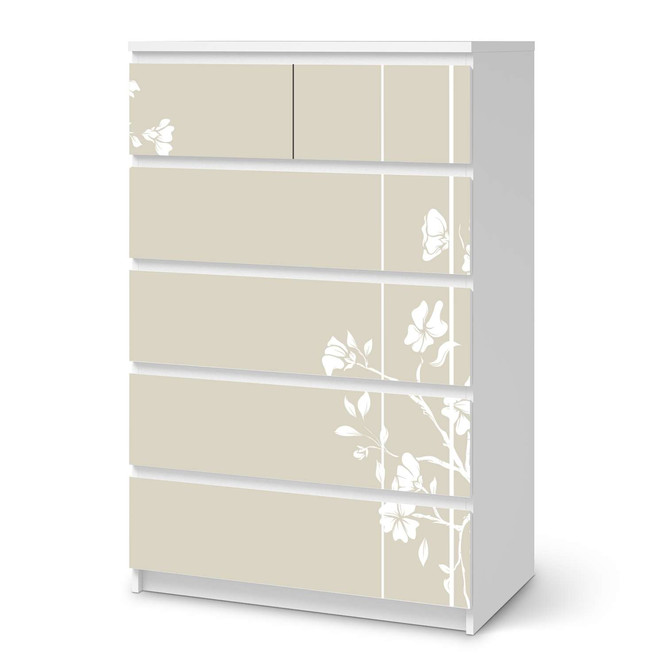 Möbel Klebefolie IKEA Malm Kommode 6 Schubladen (hoch) - Florals Plain 3- Bild 1