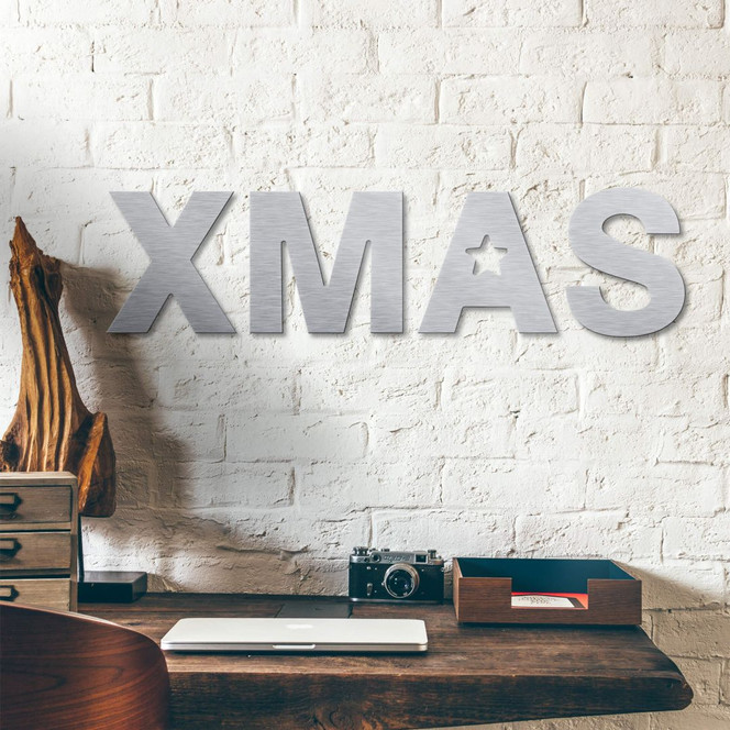 Alu-Dibond Buchstaben - Silbereffekt - XMAS