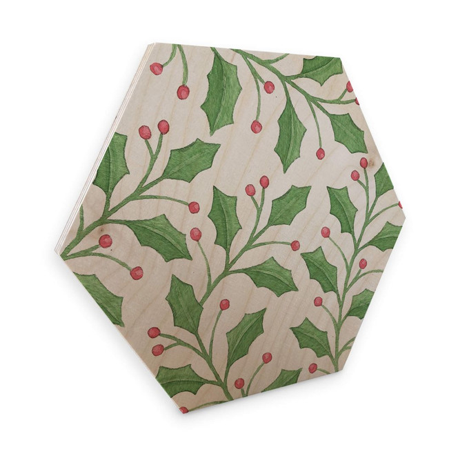 Hexagon - Holz Birke-Furnier Mistelzweige