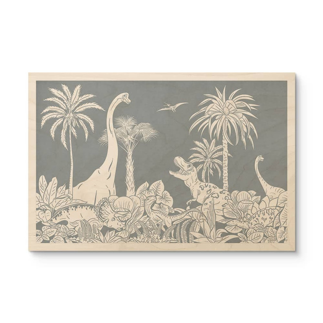 Holzbild Im Land der Dinosaurier - Blau - Kikki Belle
