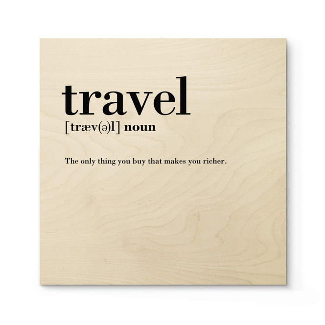 Holzposter Grammatik - Travel - Quadratisch