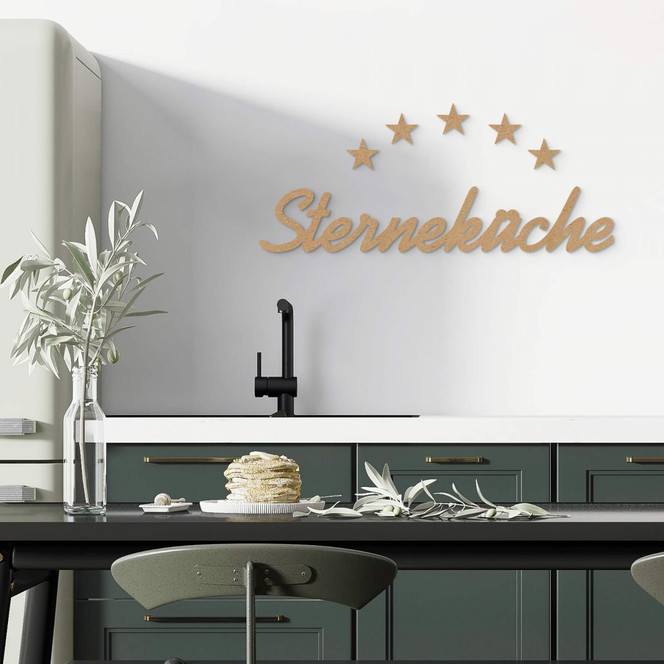 MDF-Deko 3D Schriftzug Sterneküche - Natur