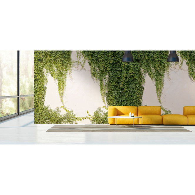 Fototapete Efeuwand grün creme - Vliestapete Industrial Livingwalls - matt und glatt