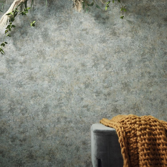 Vliestapete in Betonoptik und leichtem Stein Look grau, grün Struktur