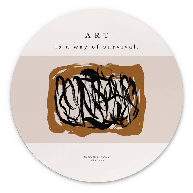 Wandbild Schwarze Pinselstriche - Imagine Yoko - Treechild - Alu-Dibond Rund