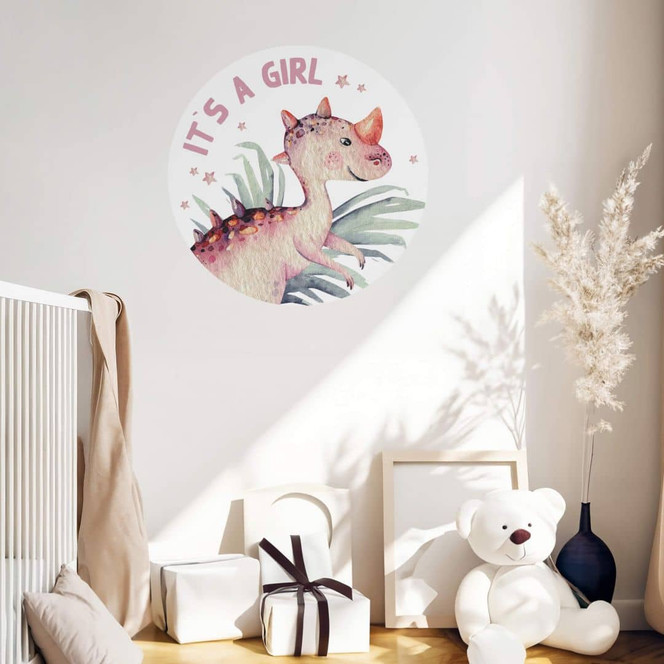 Wandtattoo Kvilis - Dino Mädchen - It's a girl - Rund