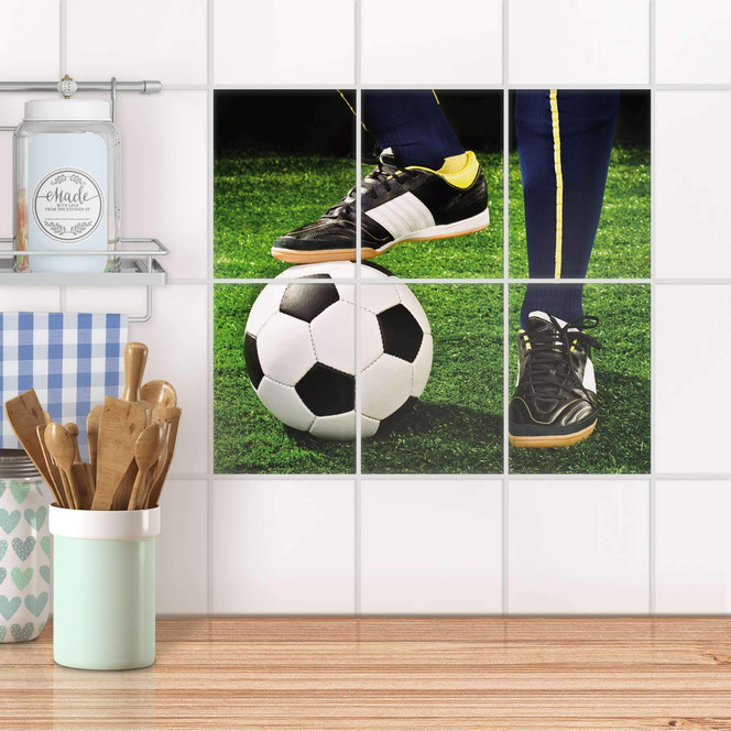 Fliesenaufkleber hoch - Fussballstar - 6er Set