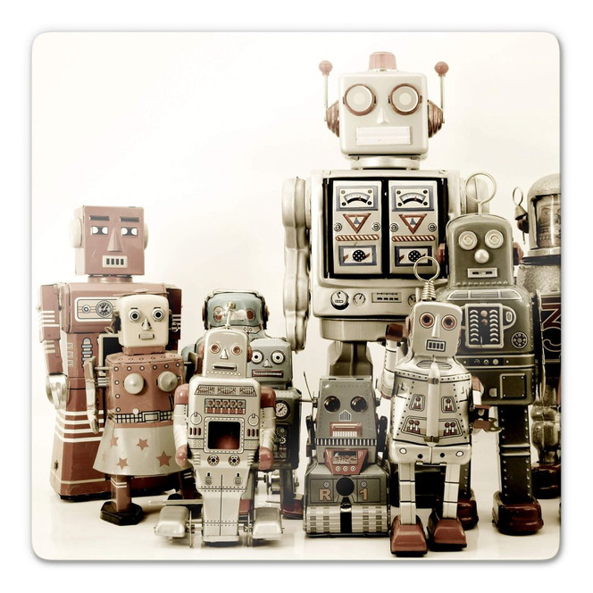 Glasbild Versammlung der Roboter