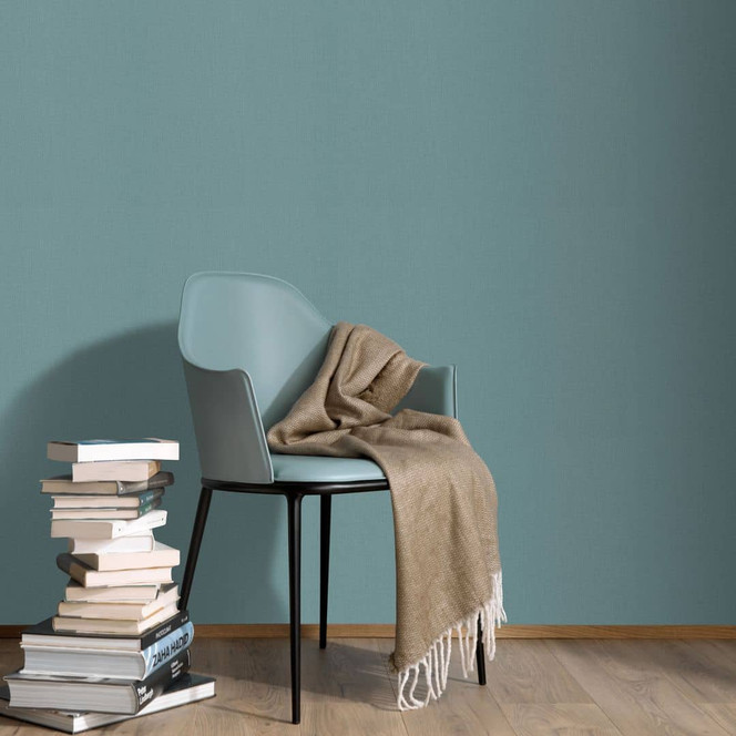 Moderne PVC-freie Uni-Vliestapete in türkis