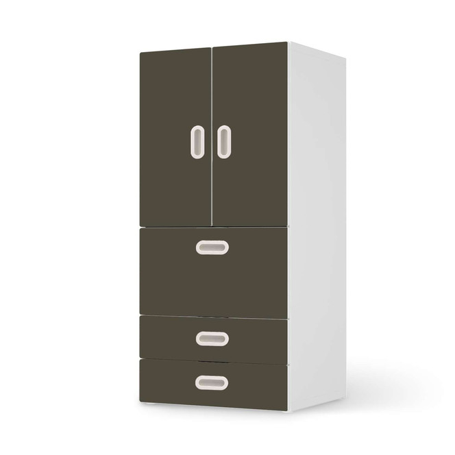Möbelfolie IKEA Stuva / Fritids - 3 Schubladen und 2 kleinen Türen - Braungrau Dark- Bild 1
