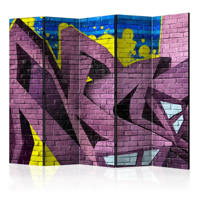 Paravent, Raumteiler freistehend, Trennwand - Strassenkunst - Graffiti, 5-teilig - 225 x 172 cm