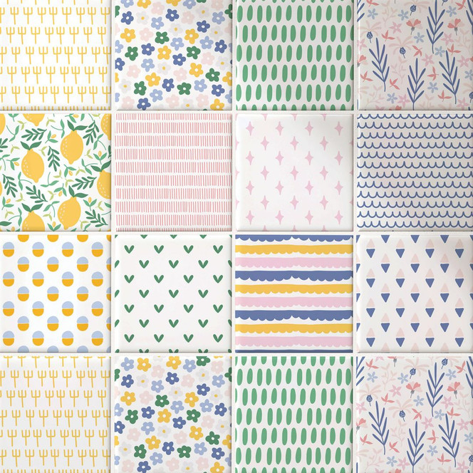 Fliesenaufkleber Bunte Sommervielfalt - 12er Set