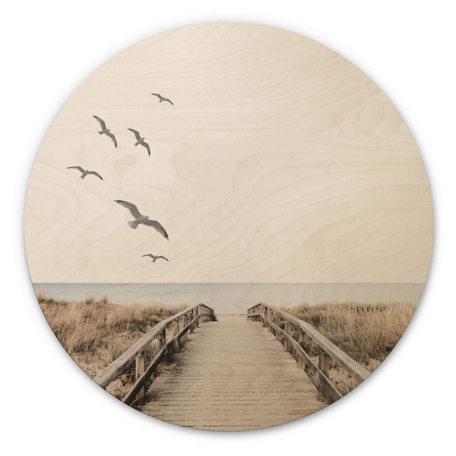 Holzbild Blick auf die Ostsee - Rund