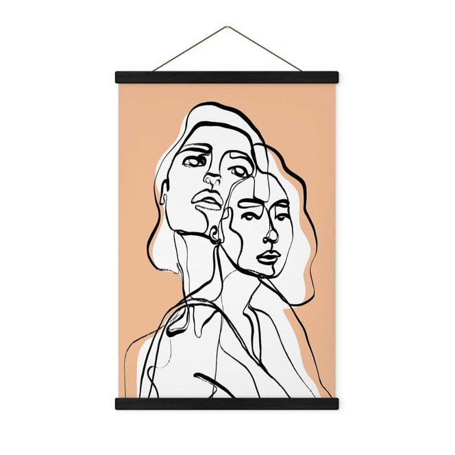 Stoffbild Line Art Porträt von zwei Frauen - Treechild