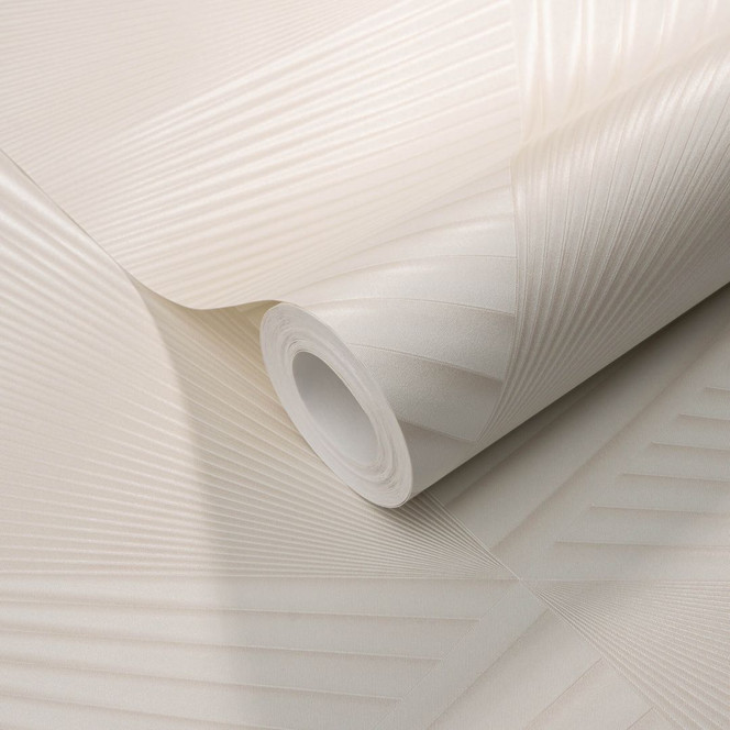 Vliestapete mit grafischen Mustern und Metallic-Effekt in creme