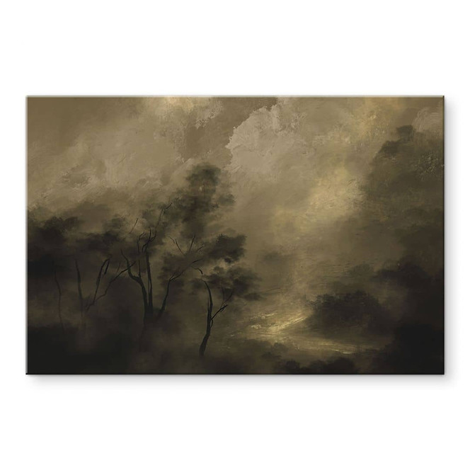 Acrylglasbild Bäume im Nebel der Dämmerung - Hobday