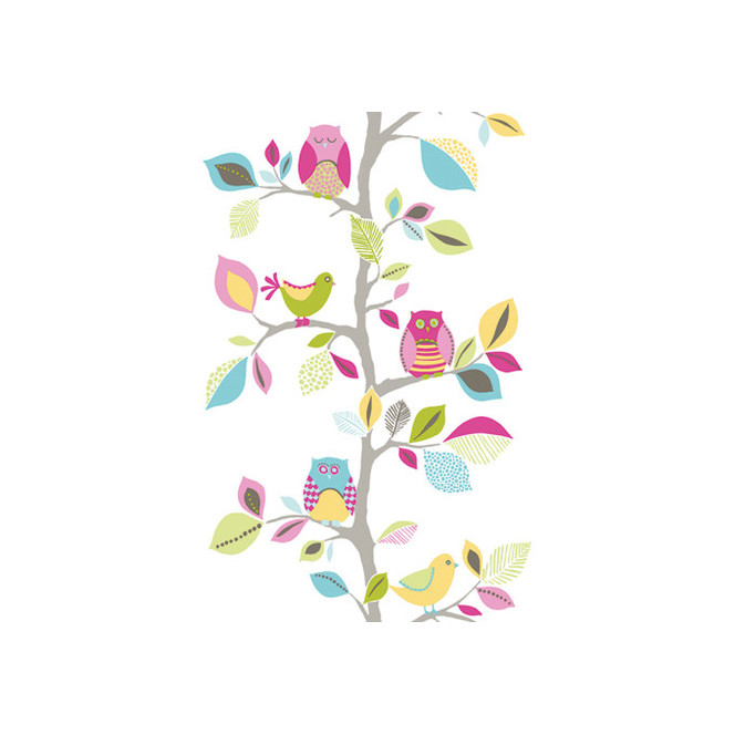 Livingwalls Wandtattoo pop.up Panel mit niedlichen Eulen Kinderzimmer selbstklebend bunt, grau, rot