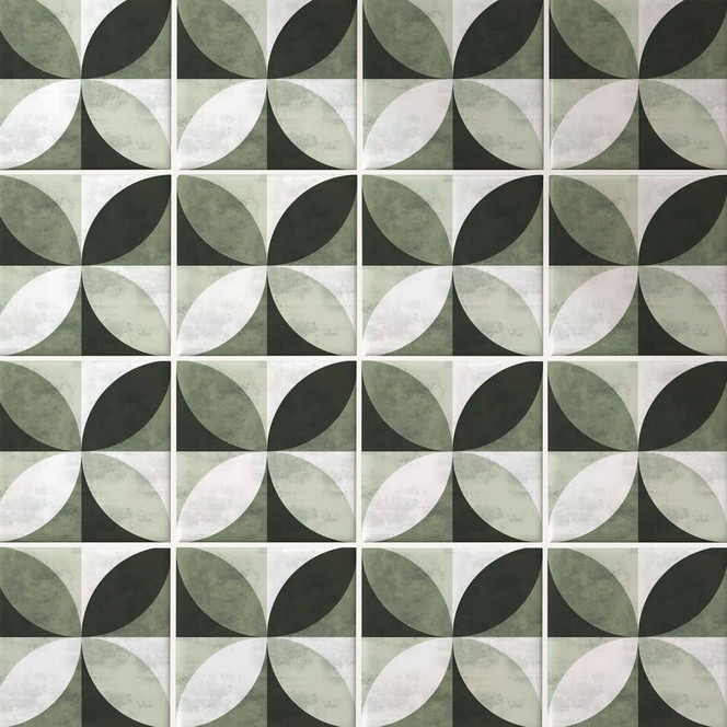Fliesenaufkleber Abstract Flower Pattern - grün - 12er Set