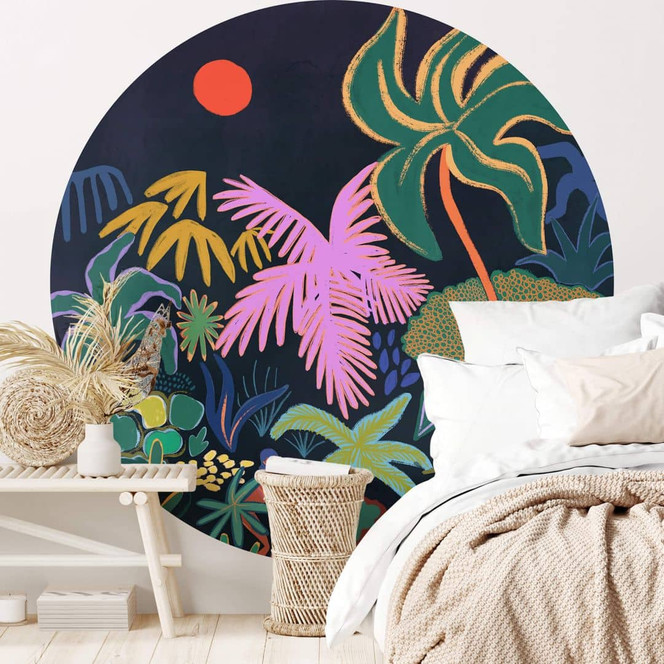 Fototapete Arty Guava - Exotik im Dunkeln der Nacht - Rund - Selbstklebend/Vlies