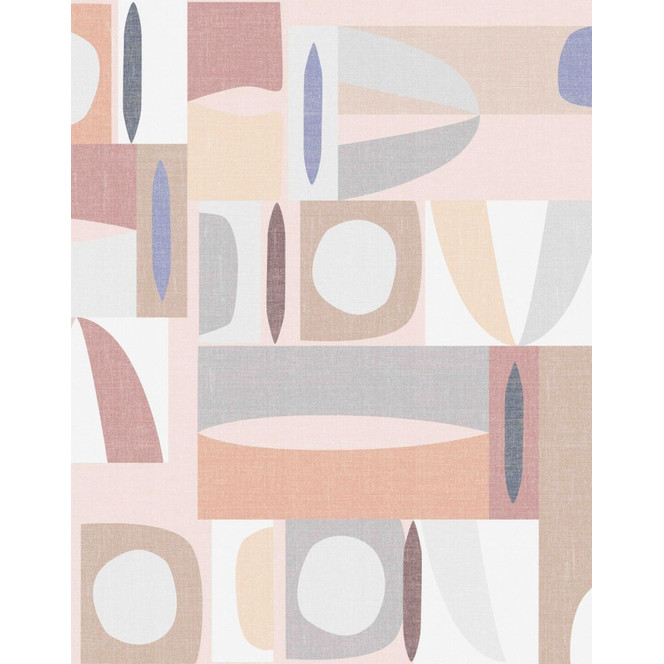 Fototapete Motivtapete Abstrakte Mid-Century Geometrie in Beige, Rosé und Blau 2.7 x 2.12 m