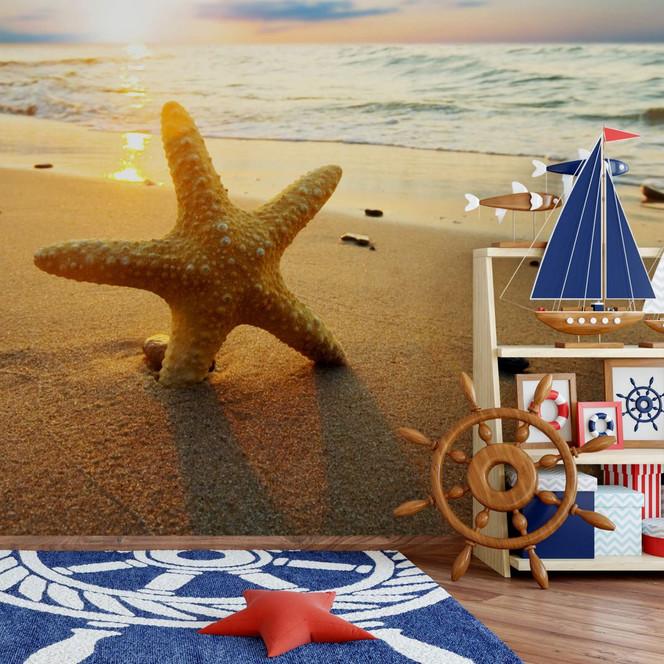 Fototapete Seestern im Sand - 384x260cm - Bild 1