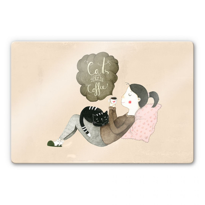 Glasbild Loske - Cats & Coffee