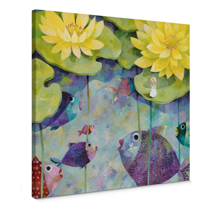 Leinwandbild Blanz - Gelbe Seerosen - quadratisch