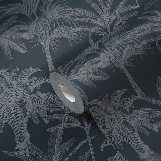 Michalsky Living Palmentapete Change is good Vliestapete Tropical Tale tropisch schwarz, grau