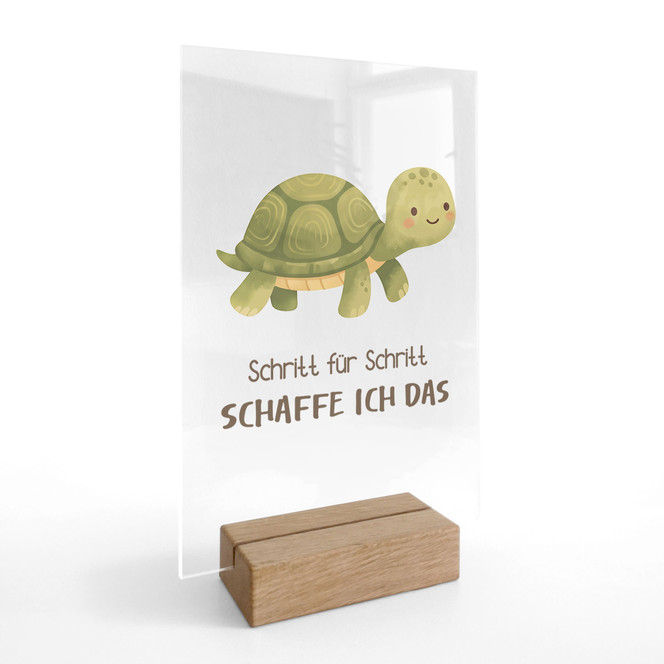 Tischaufsteller mit Schildkröte - kindgerechter Kraftsatz "Schritt für Schritt schaffe ich das"