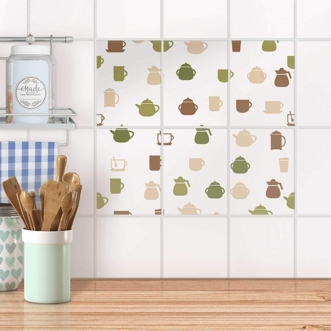 Fliesenaufkleber hoch - Cans and Cups - 6er Set