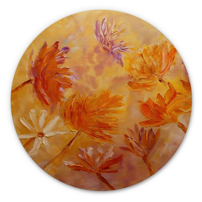 Holzbild Goldener Blütenrausch - Pomata - Rund