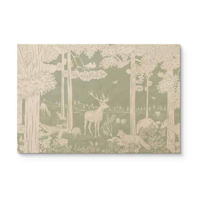 Holzbild Waldidylle in Grün - Oase für Wildtiere - Kikki Belle